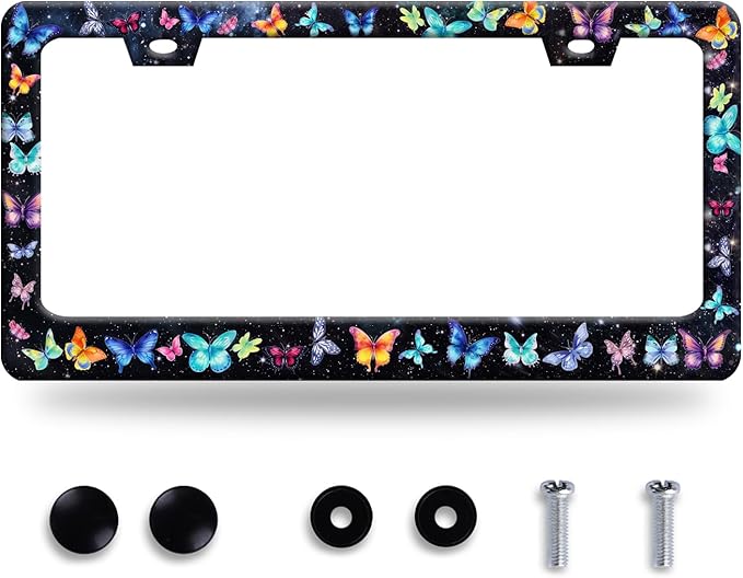 Beautiful Butterfly License Plate Frame Watercolor License Plate Stainless by GORSNKYE