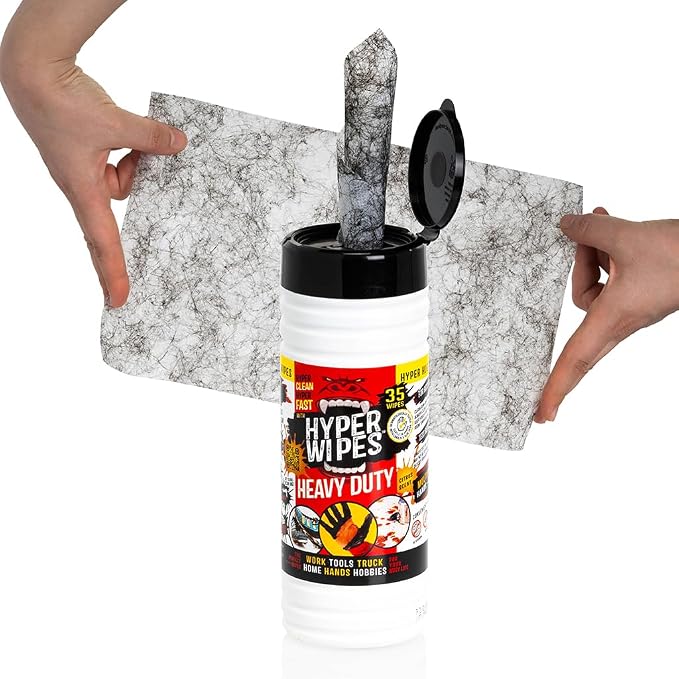 Hyper Wipes, 4 Pack Heavy Duty Hand & Tool Cleaning Wipes, Degreasing, All - Image 3