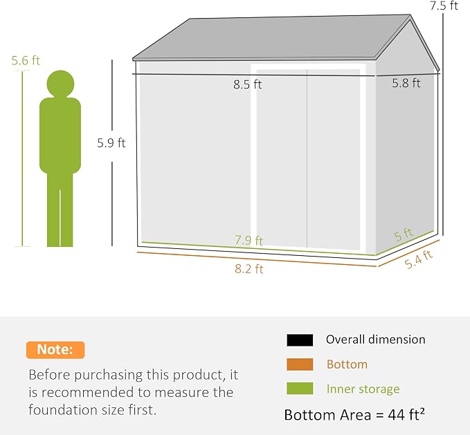 Outsunny 8' x 6' Outdoor Storage Shed, Metal Garden Shed - Image 7