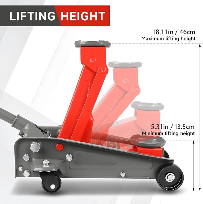 3 Ton Floor Jack, 6600 LBS Heavy Duty Hydraulic Floor Jack, Lift Range:5.31'' - Image 3