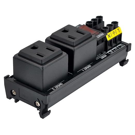 DIN Rail Mount AC 120V NEMA 5-15R Double Receptacles Outlet Power Strip Module - Image 3