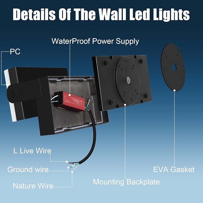40W Outdoor Flood Light, 5000K 360° Rotating LED Wall Light, IP66 Waterproof - Image 8