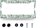 Green Leaf License Plate Frame Colorful License Plate Stainless Steel Funny by GORSNKYE