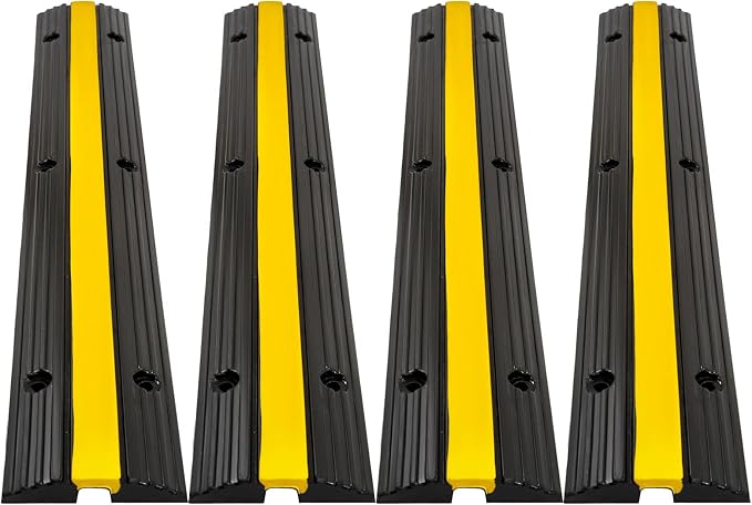 CXRCY Cable Protector Ramp 4 Pack of 1-Channel Rubber Hose Ramp, 22046Lbs by CXRCY