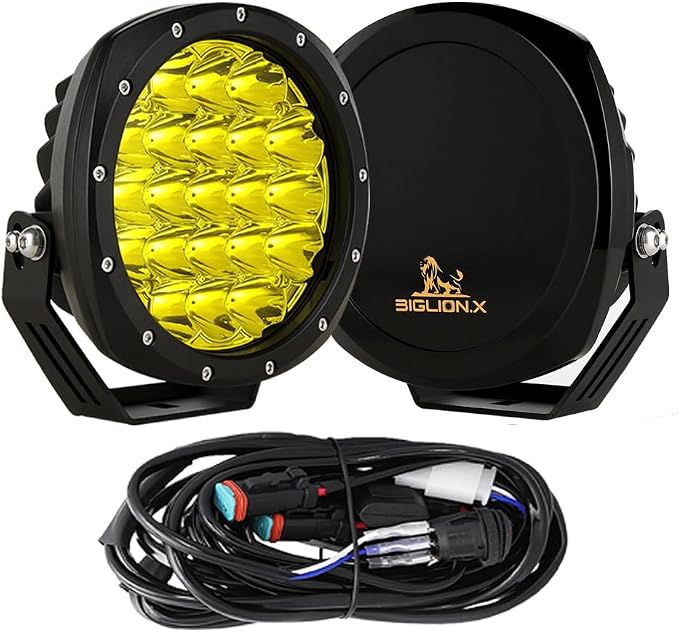BIGLION.X 7Inch Round LED Amber Driving Offroad Lights 2PCS 210W 32000LM Amber by BIGLIONX