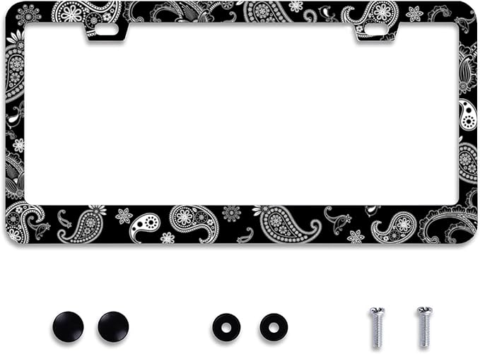 Personalise Paisley Boho Printed License Plate Frames Color License Plate Frame by Omw2fyb