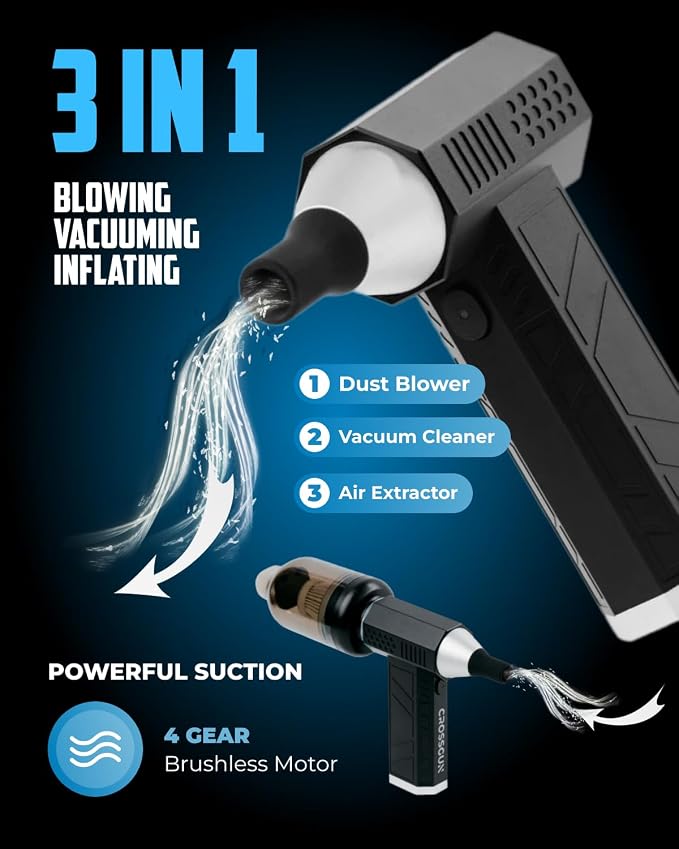 Portable Car Vacuum Cleaner “CrossClean 2-in-1 Vacuum & Air Blower | 120W - Image 3