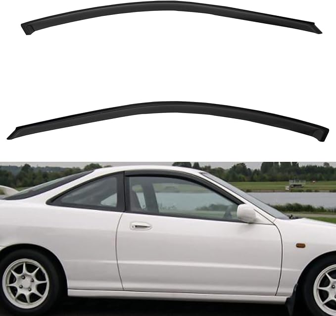 2pcs Front Smoke Tint Sun/Rain Guard Outside Mount Tape-On Vent Window Visors by LQQDP