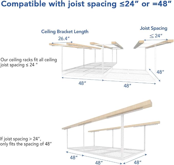 FLEXIMOUNTS 4x8 Overhead Garage Storage Rack, Adjustable Organization System - Image 5