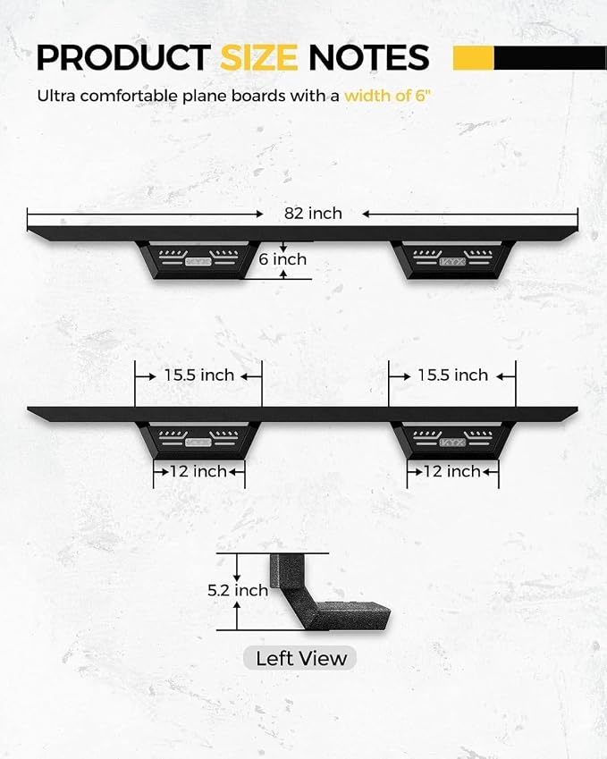 KYX Running Boards fit for 2005-2023 Toyota Tacoma Double Cab, Car Door Side - Image 5