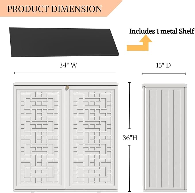 ZZM HDPE Outdoor Storage Shed, Outdoor Plastic Storage Cabinet, Horizontal - Image 4