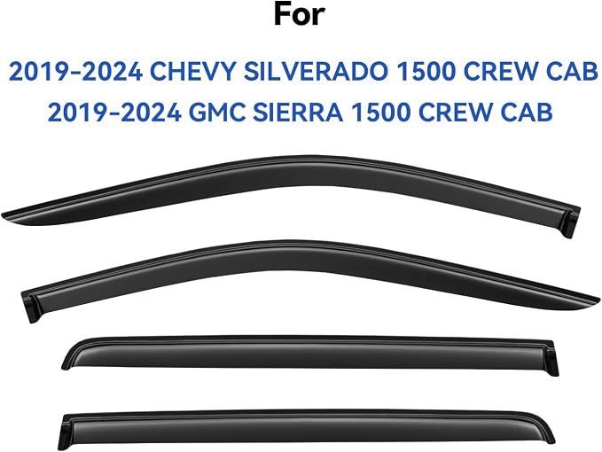 Window Visors Rain Guards for 2019-2025 Chevy Silverado/GMC Sierra 1500 Crew Cab - Image 4