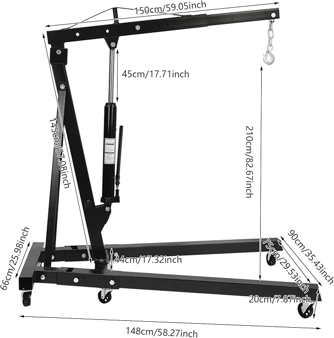 Folding Engine Crane 2 Ton Folding Engine Hoist 4400lbs Crane Hoist Lift - Image 3