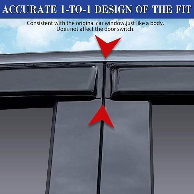 Rain Guards for Buick Regal 2011-2017, Tape-on Side Window Deflectors, Window - Image 4