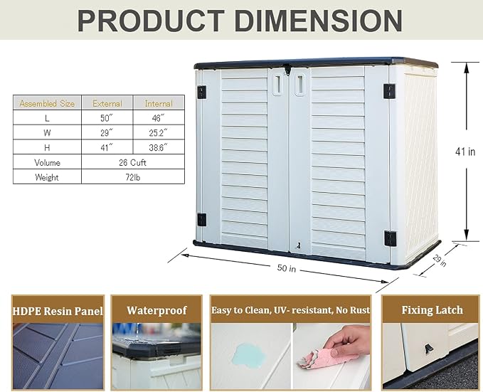 HOMSPARK Storage Shed Weather Resistance, Horizontal Storage Shed - Image 6