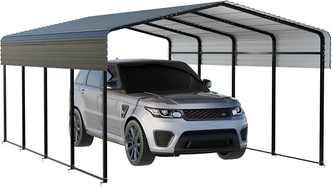 Metal Carport 13 x 20 FT with Heavy Duty Frame & Galvanized Steel Roof by NUGRIART