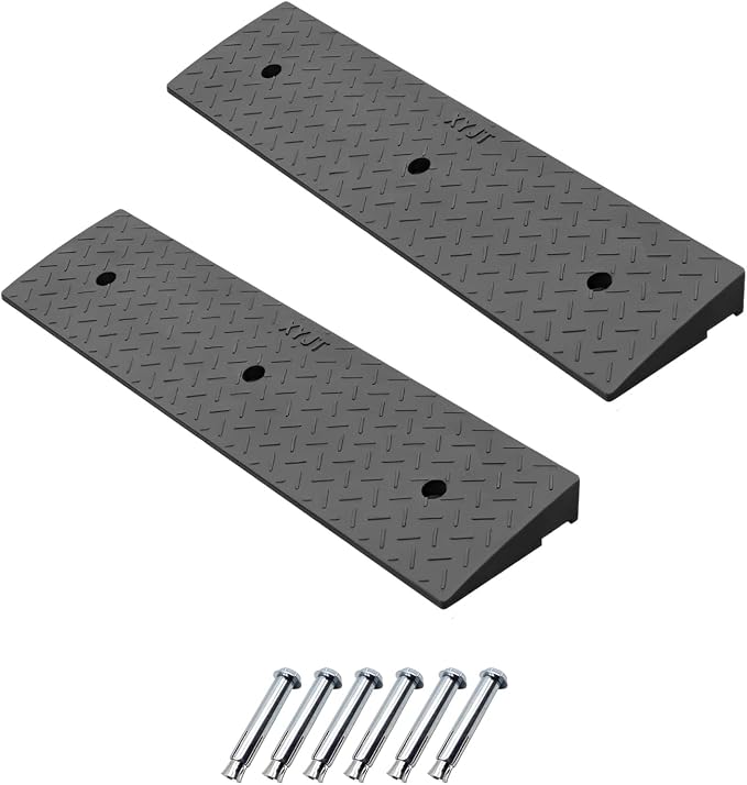 2 Pack 1.2'' Rise Rubber Curb Ramp Heavy Duty Loading Rubber Curb Ramps 3 Tons by METFUIN