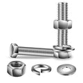 1/2-13 x 2-1/2" Hex Head Screw Bolt, Flat & Lock Washers, Fully Threaded by SGTZH