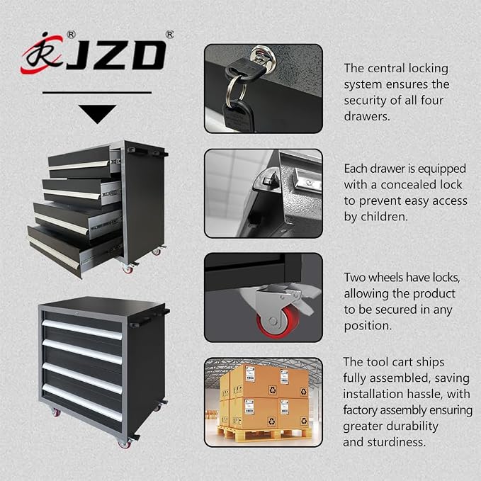 JZD Metal Tool Storage Cabinet Set, Pro Tool Organization System - Image 5