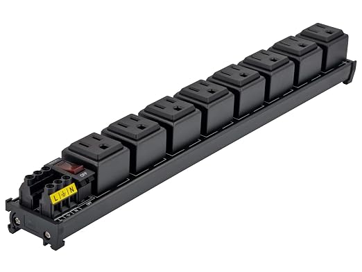 DIN Rail Mount AC 120V NEMA 5-15R 8 Receptacles Outlet Power Strip Module - Image 2