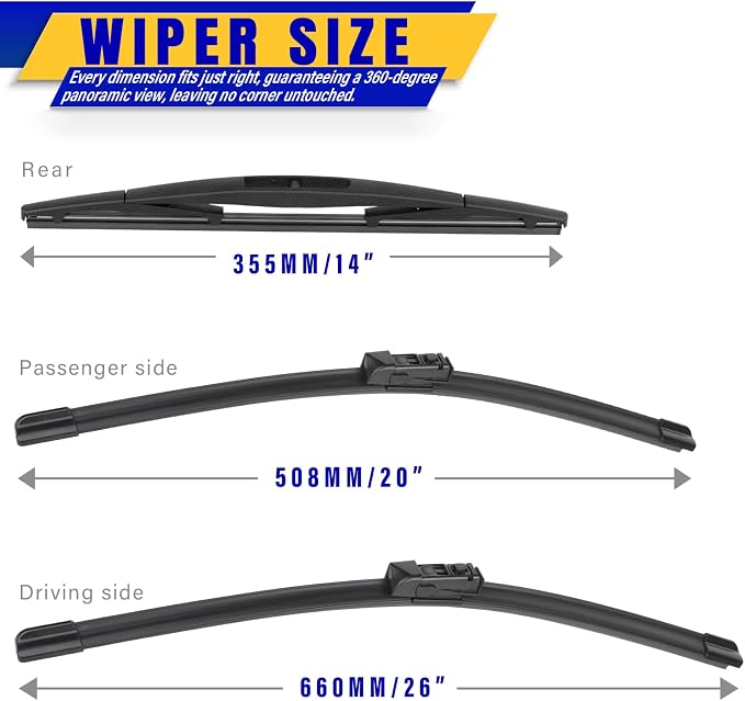 3 wipers Replacement for 2019-2023 Subaru Ascent, Windshield Wiper Blades - Image 2