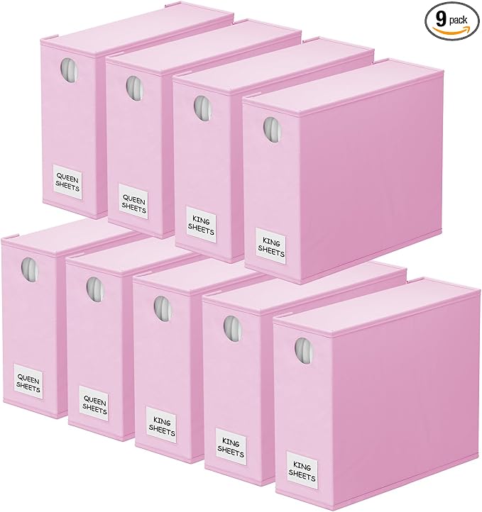 SpaceAid 9 Pack Bed Sheet Organizers and Storage, Foldable Sheet Organizer by SpaceAid