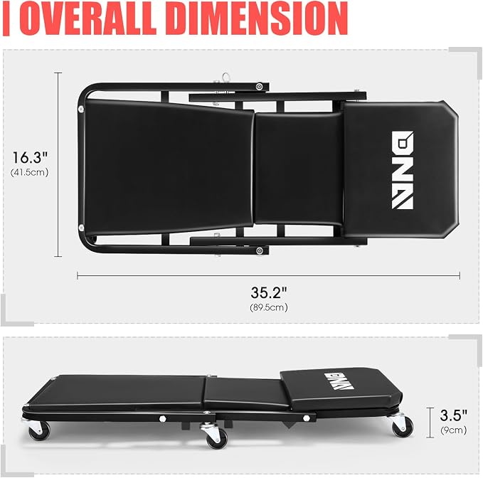 DNA MOTORING 36 Inches Folding 2 in 1 Rolling Z Creeper, Adjustable Roller - Image 3