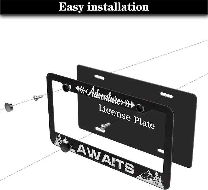 License Plate Frames for Men Black and White Car Plate Frames for Women - Image 7