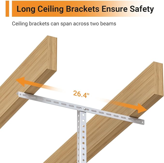 2ftx8ft Overhead Garage Storage Rack, Heavy-Duty Metal Garage Ceiling Storage - Image 3