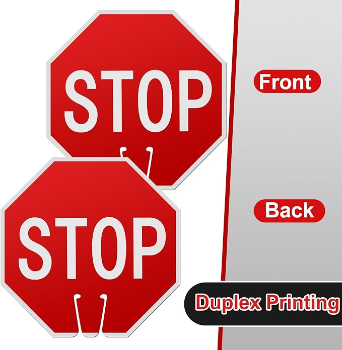 Geetery 6 Pcs Stop Signs 12 x 12 Inches PVC Traffic Cones Top Warning Signs - Image 3