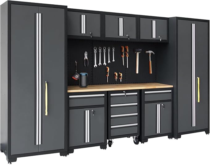 Garage Storage Cabinet System 9-Pcs Workshop Set Garage Cabinets and Storage by HPDMC