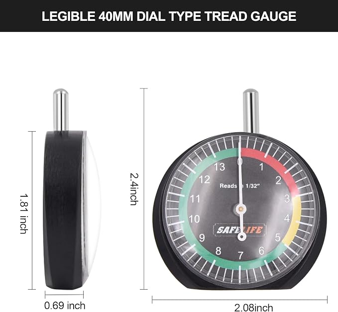 SAFELIFE Tire Tread Depth Gauge, 10 Pack Dial Type Tire Tread Depth Gauge - Image 7