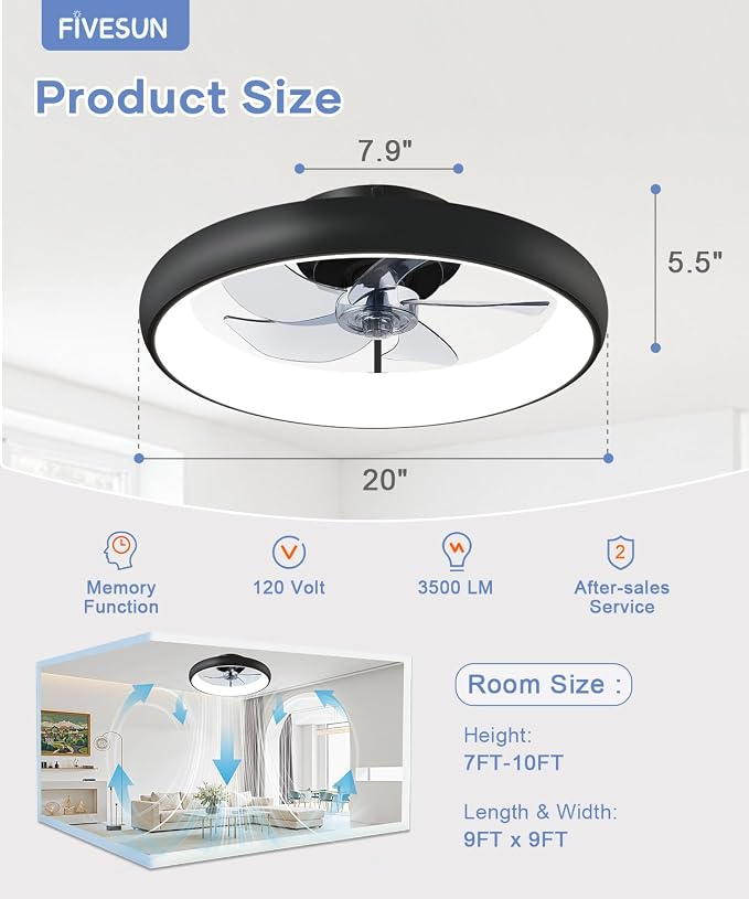 Ceiling Fans with Lights and Remote, 2700K-7000K Stepless Dimming Fandelier - Image 6