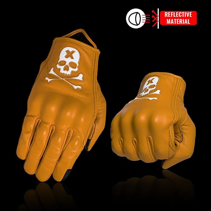 Goatskin Leather Motorcycle Motorbike Powersports Racing Gloves Reflective - Image 4