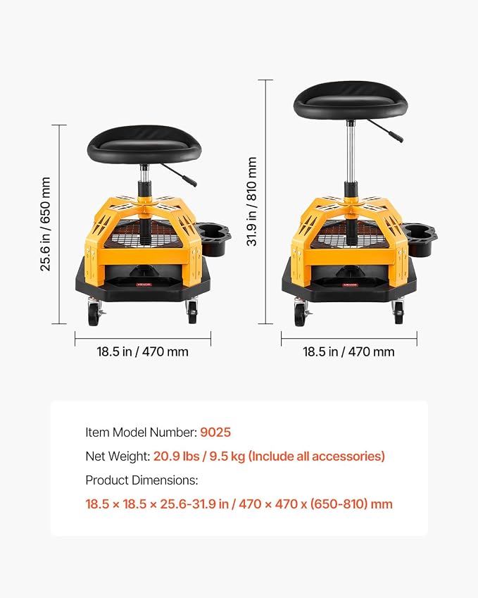 VEVOR Garage Stool, Rolling Mechanic Stool - Image 7