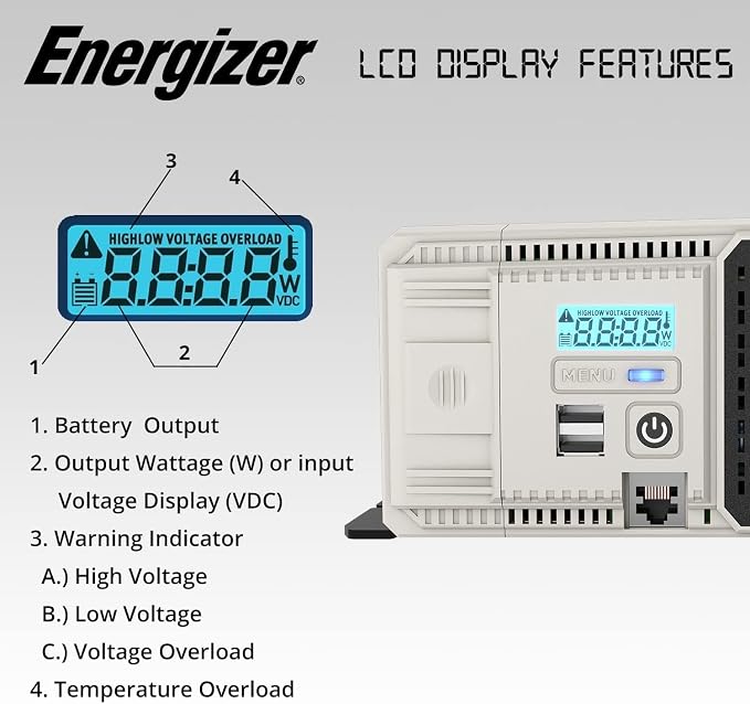 Energizer 1500 Watt 12V Pure Sine Inverter Dual AC Outlets & USB, Installation - Image 3