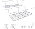 FLEXIMOUNTS 2-Piece Overhead Garage Storage Rack Set w/Hooks Adjustable Ceiling by FLEXIMOUNTS