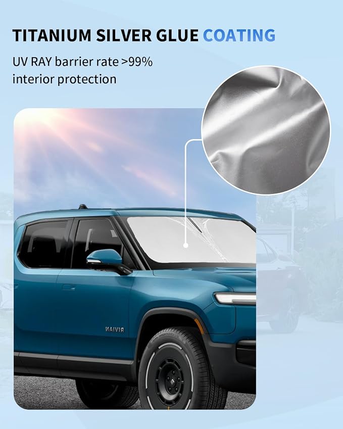 Sunshade for Rivian R1T Windshield Sun Shade Custom Fit for 2022 2023 2024 2025 - Image 3