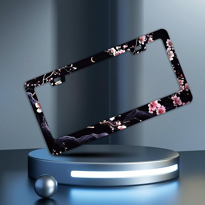 Watercolor Cherry Blossom License Plate Frames - Image 2