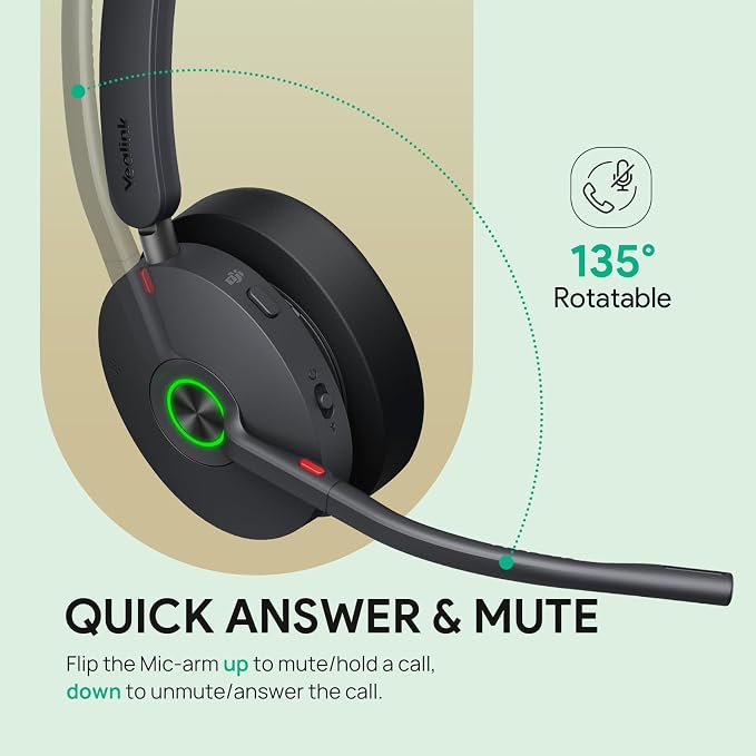Yealink BH74 with Stand ANC Wireless Bluetooth Headset with Mic - Image 8