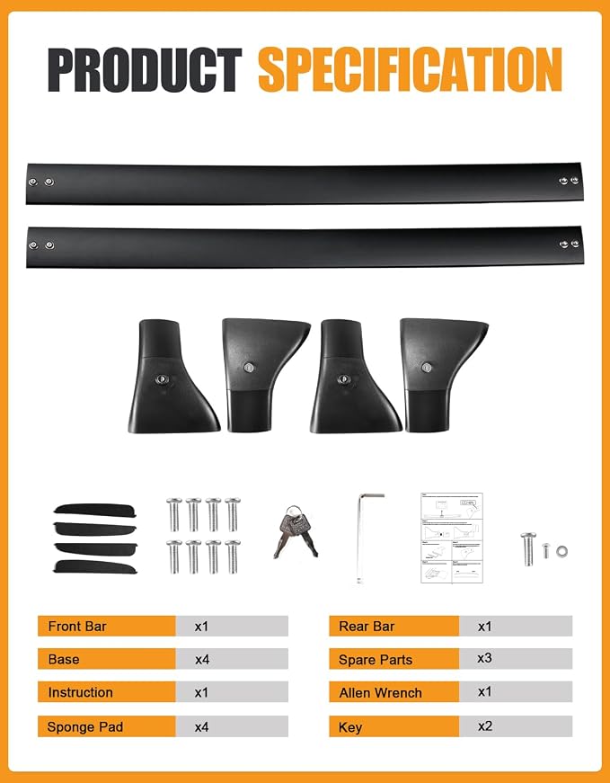KINGGERI Lockable 220lbs Roof Rack Cross Bars Compatible - Image 8