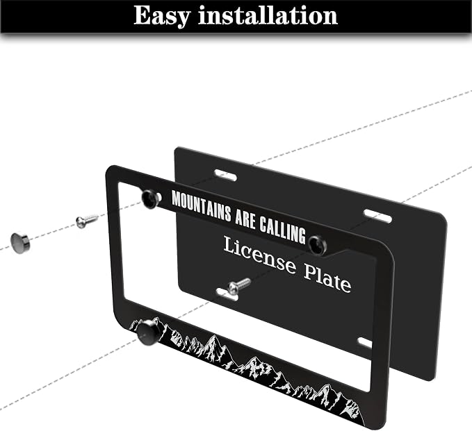 License Plate Frames Black and White License Plate Frame Holder Mountains are - Image 7
