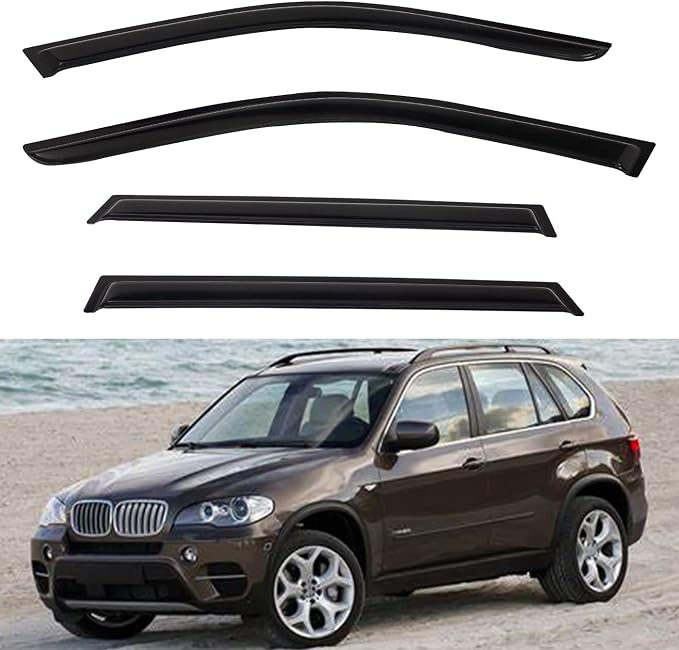 4pcs Front+Rear Smoke Tint Sun/Rain Guard Outside Mount Tape-On Vent Window by LQQDP