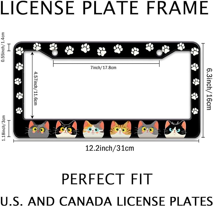 Cats Paw License Plate Frame, Cute Cartoon Cat Animal License Hloder Covers Tag - Image 2