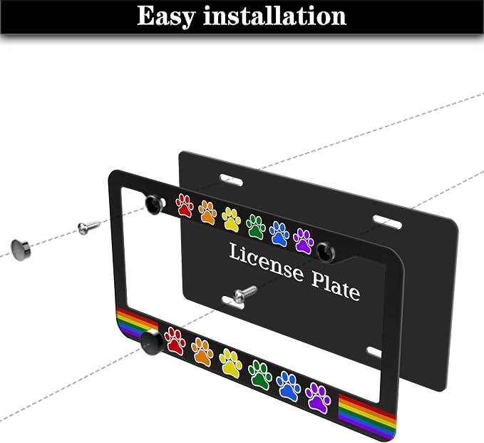 License Plate Frames for Women Multicolor License Plate Holder for Men Gay - Image 7
