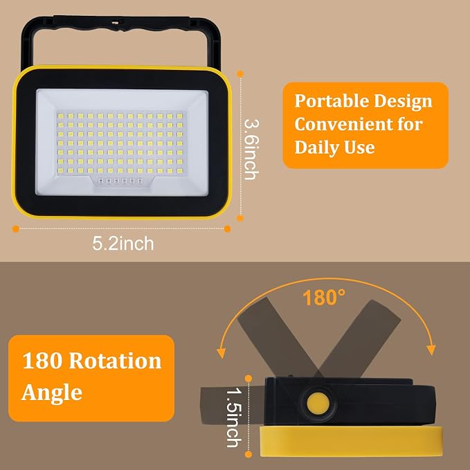 4 Pack Work Light Portable SMD LED Super Bright Rechargeable Flood Light - Image 4