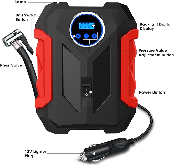 Digital Air Compressor for Car Auto Pump Portable Tire Inflator - Image 2