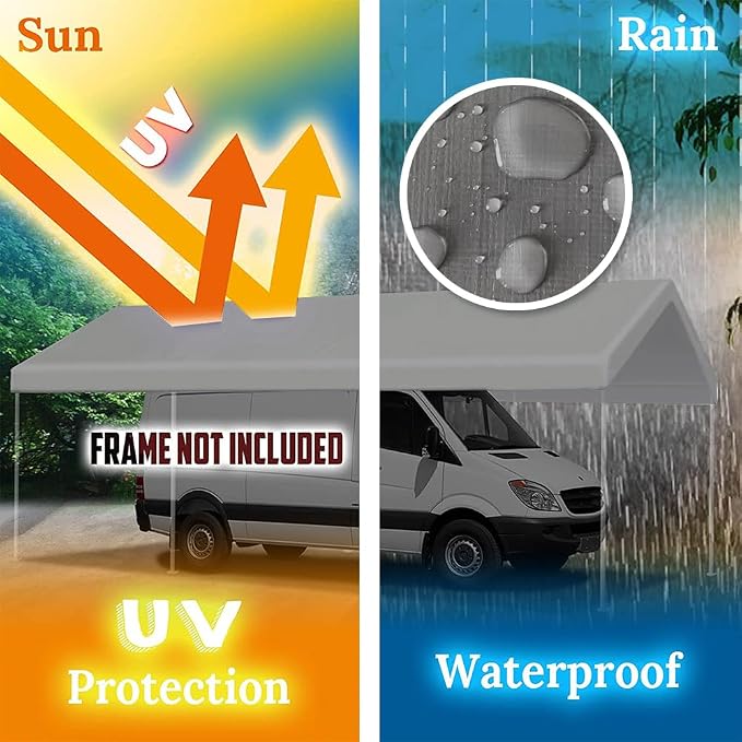 12'x20' Upgraded Carport Replacement Top Canopy Cover - Image 4