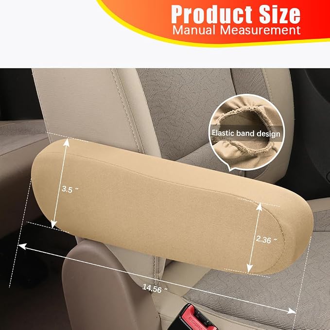 2PC Car Front Seat Armrest Covers, Universal Size Seat Arm Rest Cover, Flat - Image 2