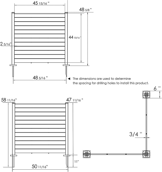 Kozyard 50" W x 48" H Outdoor Privacy Screens Aluminum Post, Air Conditioner - Image 7